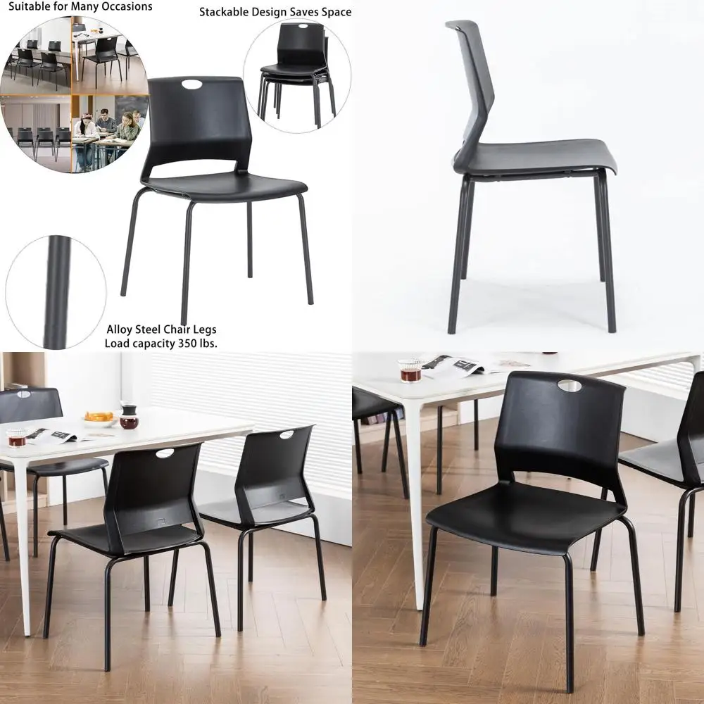 

Набор из 4-х штабелируемых стульев — широкий дизайн сиденья для столовой, конференций, церкви, гостиной и комнат ожидания