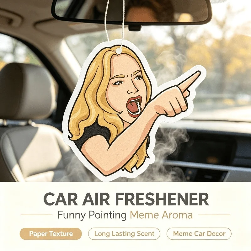 Car Air Freshener Funny Pointing Woman Meme Hanging Scent Card for Car Rearview Mirror Decor Ornament Gift