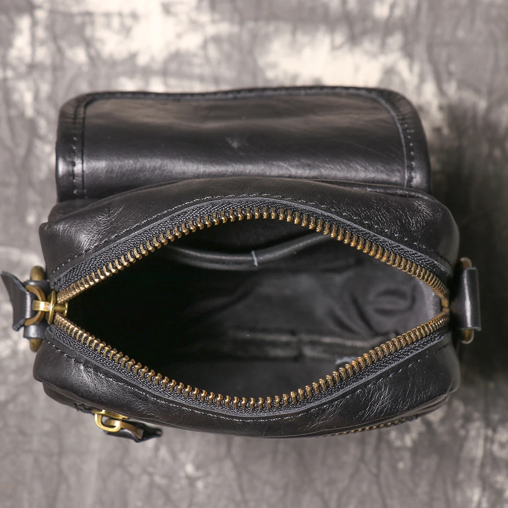 LUOKIR męska skórzana mała torba na ramię moda codzienna Crossbody lekka prosta torba na telefon komórkowy torba ze skóry wołowej — zdjęcie 6