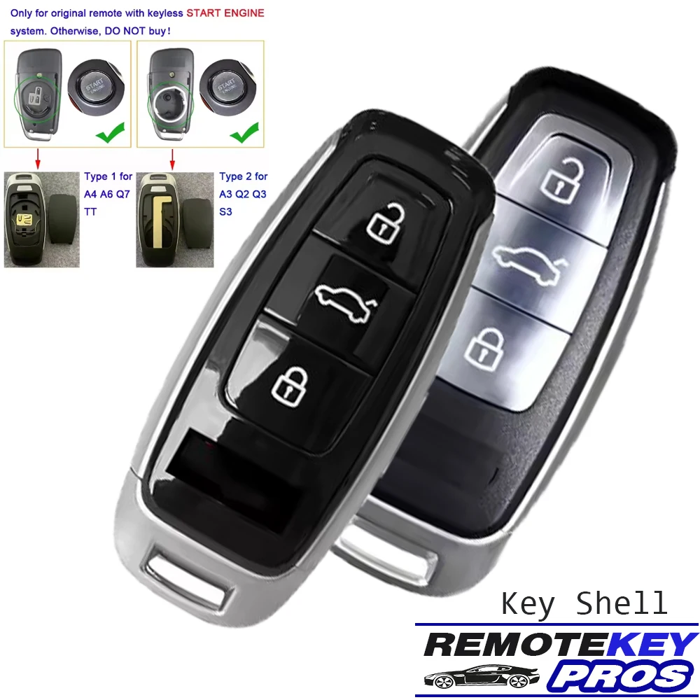 

KEYDIY for Audi A1 A3 A4 A6 A8 Q2 Q3 Q5 Q7 R3 RS3 RS5 S1 TT 3 Button Modified Smart Remote Key Shell Case Fob