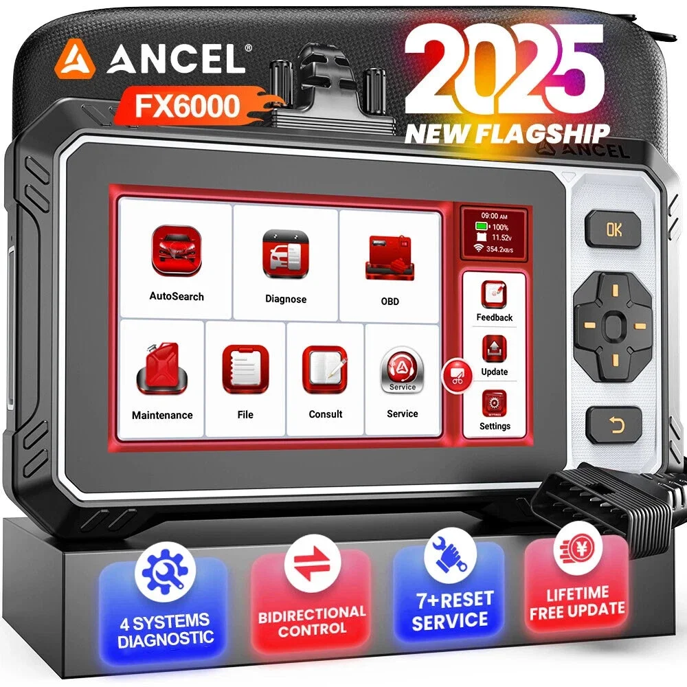 

ANCEL FX6000 Bi-Directional Control Scanner 4 Systems Diagnostic Tools 7 Reset Service Bi-Directional Control OBD2 Scanner