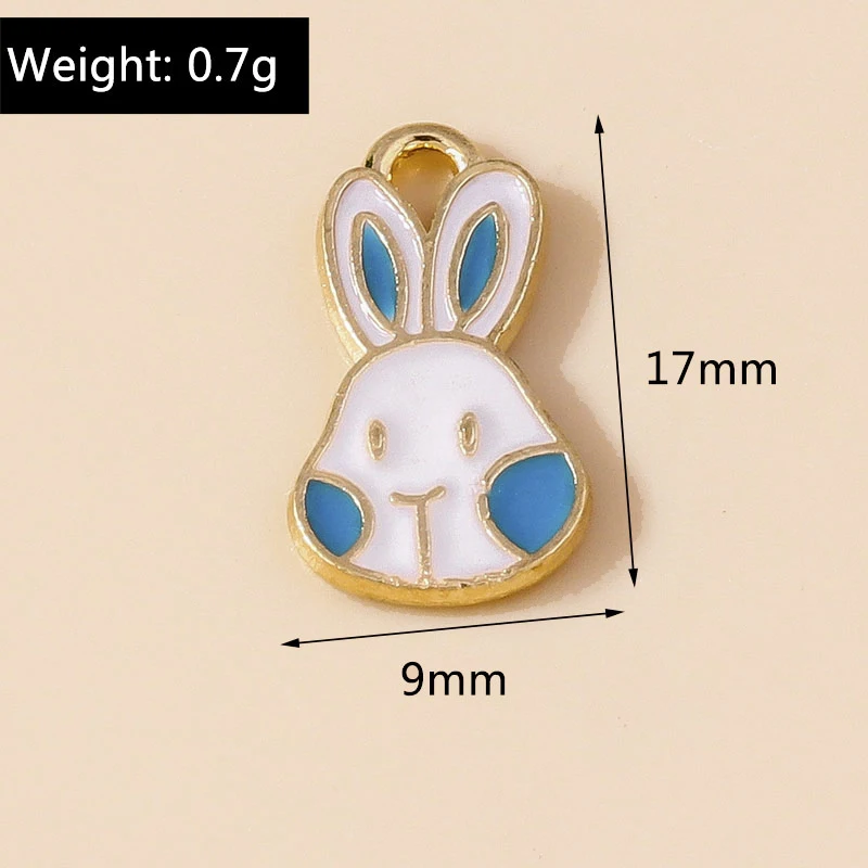 Leslie 10 Stück niedliche Häschen-Emaille-Mini-Kaninchen-Charms für DIY-Schmuckherstellung, Tier-Anhänger, Halskette, Ohrringe, Zubehör – Detail 15