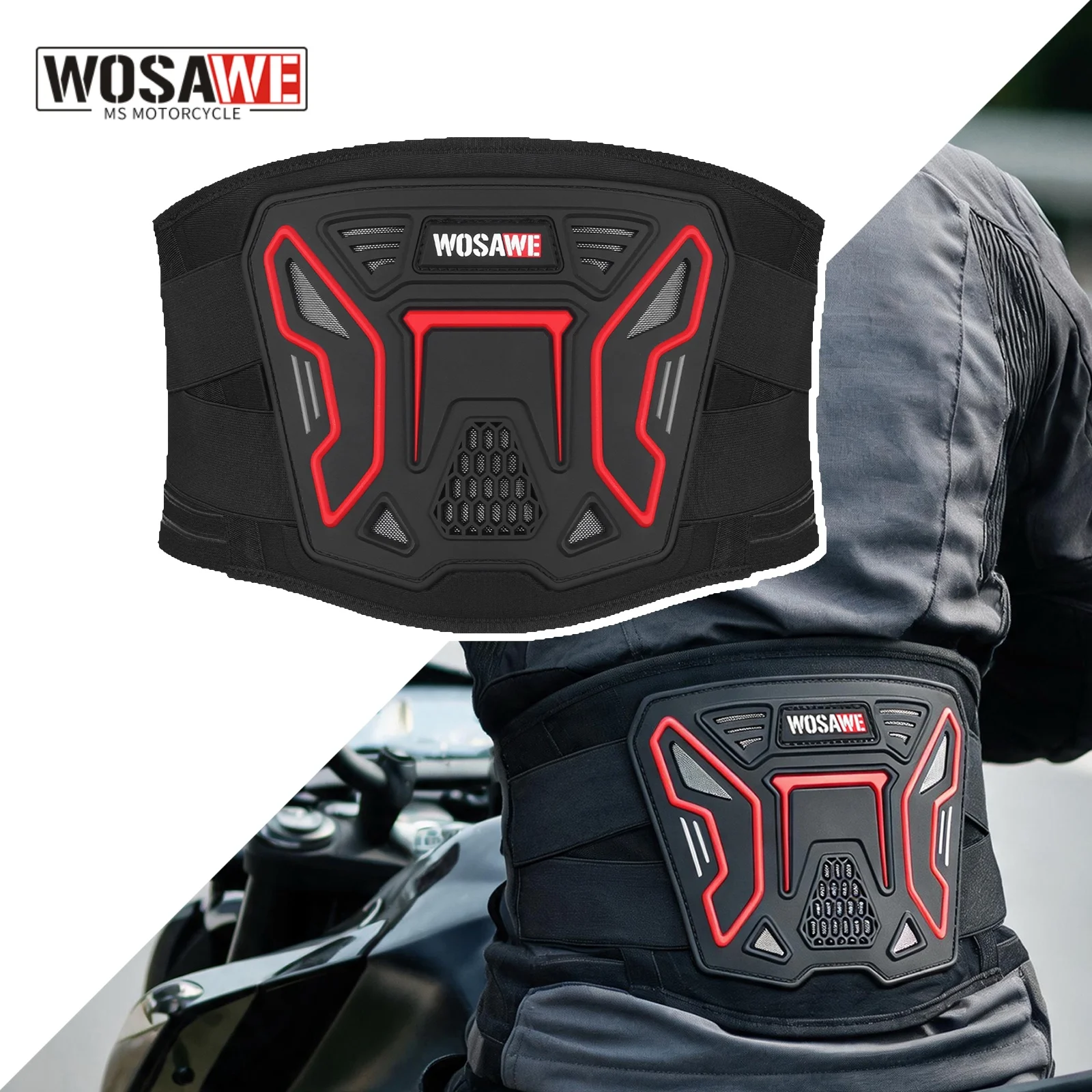 WOSAWE Moto Waist Kidney Belt Breathable Support Brace Off Road Racing Motorcycles Riding Outdoor Waist Support Belt
