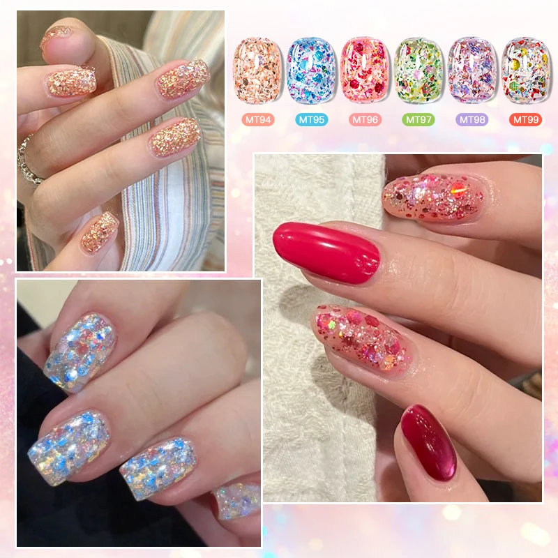 MTSSII グリーンキャンディスパンコールジェルネイルポリッシュキラキラグリッタースパンコールネイルジェルセミパーマネントソークオフアートヴァーニッシュマニキュアデザイン