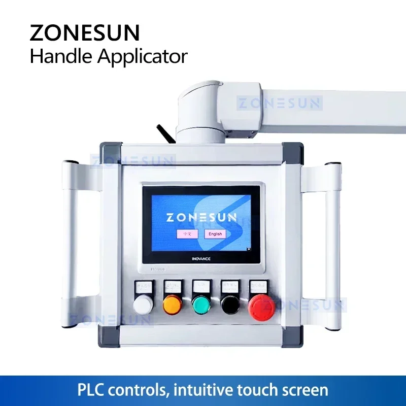 ZONESUN ZS-YG18 Automatic Bottle Handle Applicator Machine PET HDPE Plastic Bottle Neck Handle Inserter Packaging Equipment