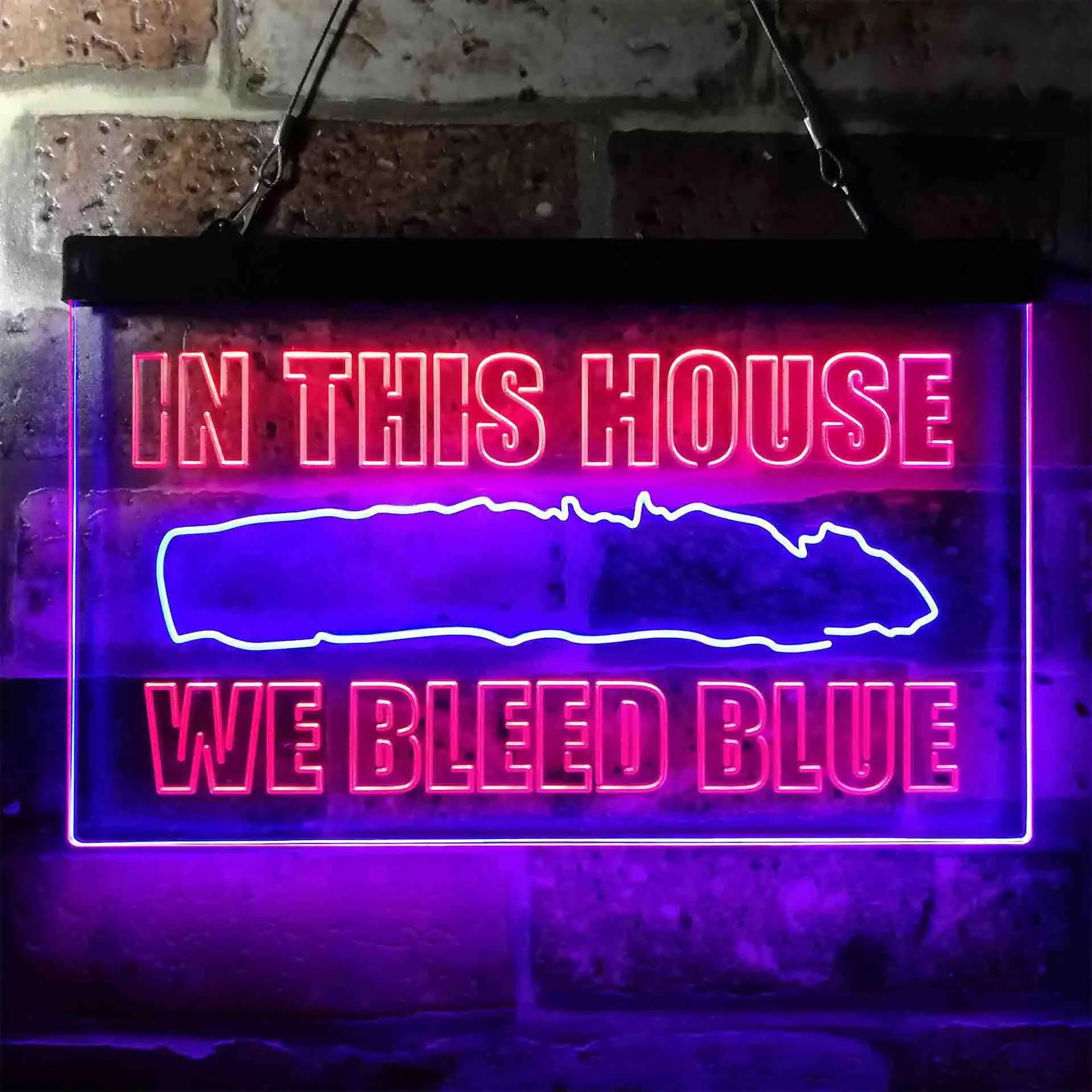 

in This House We Bleed Blue Dual Color Led Neon Sign st6-i3948