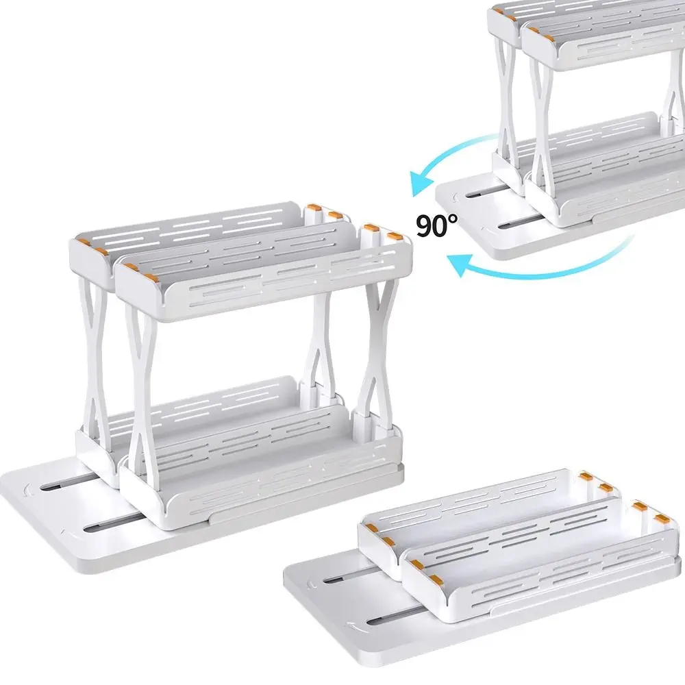 

Вращающаяся полка для специй на 1/2 ярусов, съемное нескользящее основание, скользящий держатель для специй, нескользящая легко устанавливаемая вращающаяся Полка для шкафа