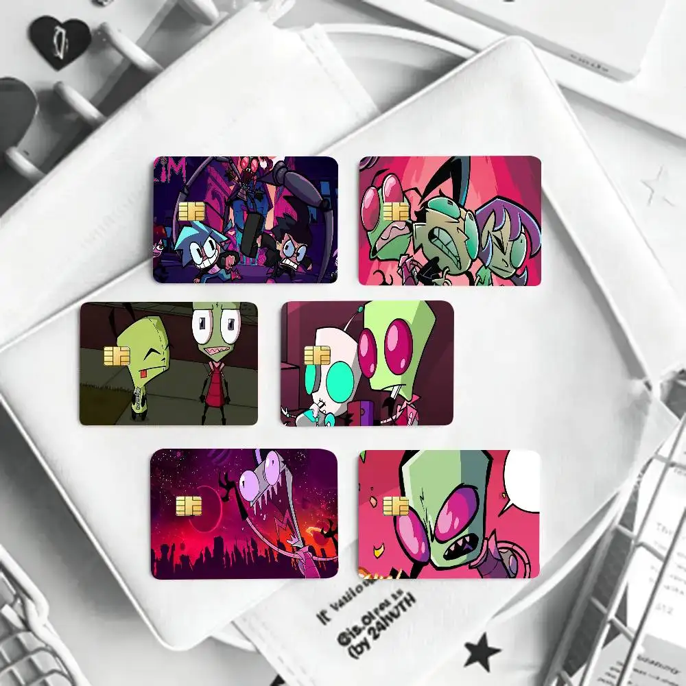 I-Invader Z-Zim Anime Credit Card Sticker Waterproof PVC Skin Cover For Debit Bank Card, Removable Card Decal Wrap