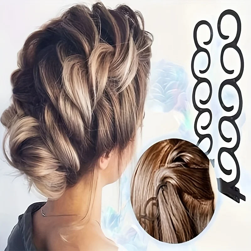 

2 pcs Women's Hair Styling Clip - DIY French Braid Tool, Roller Bun Maker, Braiding & Twist Accessories