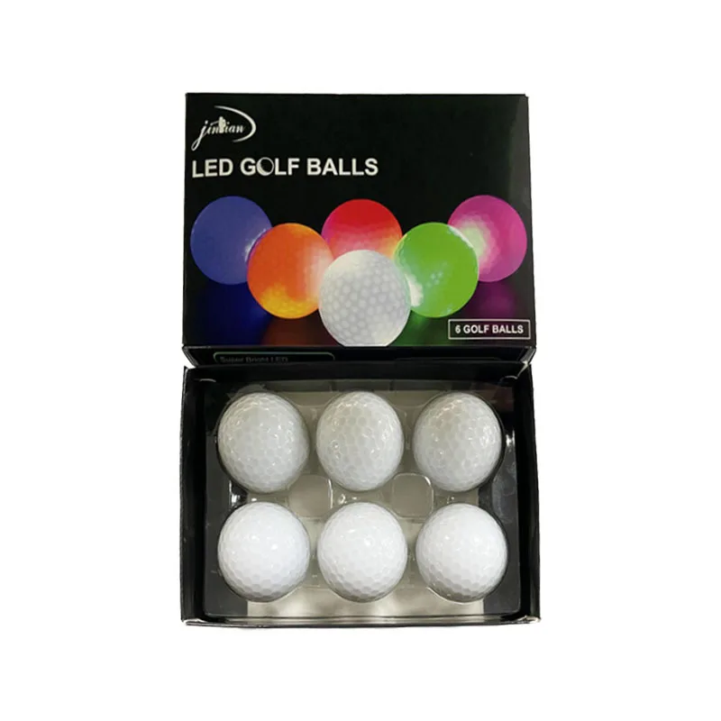 Golf Gift Box LED Glow Balls, 6PCS/Pack 8 Minutes Luminous Golf Balls, Impact Activated Night Golf Balls for Course Competition