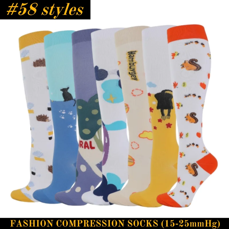 Neue Kompressionssocken für Leggings, atmungsaktiv, Laufen, Radfahren, Druck, Fußball, Erwachsene, Socke, koreanische Ausgabe, Netzwerk-Drucksocken