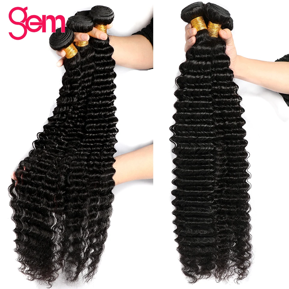 Bundles de cheveux humains Deep Wave, tissage brésilien, 100% cheveux vierges bruts, 30 po, 3 faisceaux, 4 faisceaux, richesse, extensions de cheveux naturels Curly Wave