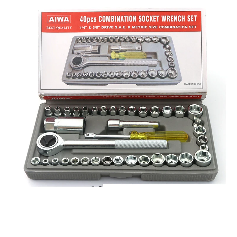 

40-Pieces Socket Wrench Set 3/8" Drive Emergency Car Tool Kit for Home Auto Repair
