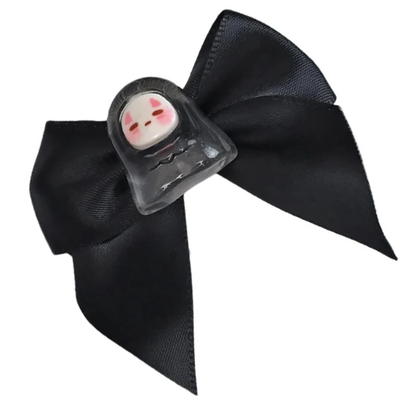 S1Y1 Halloween Black Bows Hair Clip Punk Lolitas Hairpins Gothicism Skull Barrettes