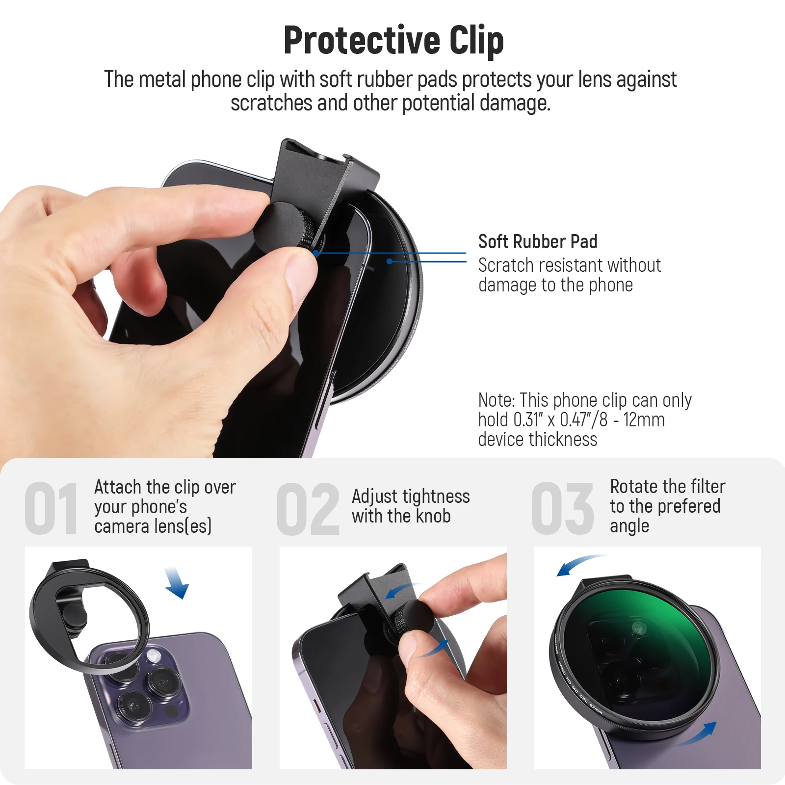 NEEWER 67mm CPL Polarizing Filter with Phone Clip 5