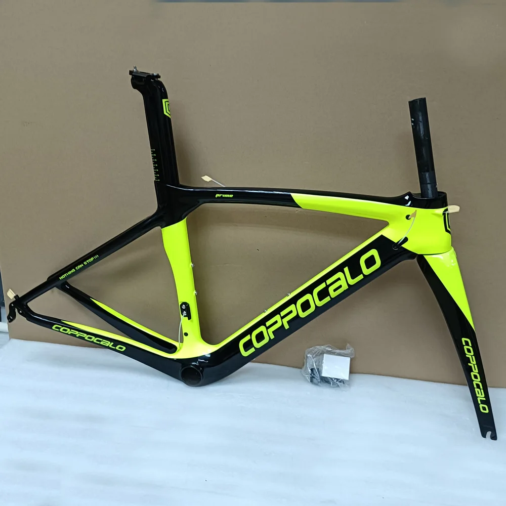 New Cailper V Brake Carbon Road Bike Frame Fluo Yellow Glossy Carbon Bicycle Frameset 18 Colors Available