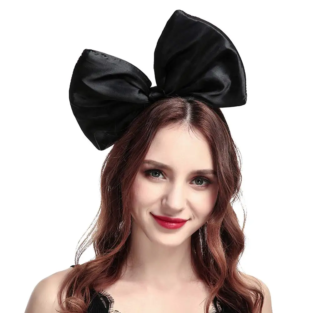 Faixa de cabeça feminina com laço enorme, acessórios de argola de cabelo, adereços de festa, fantasia de festival de aniversário para mulheres e meninas, presente de moda