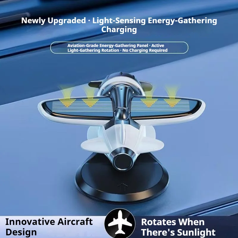 زخرفة سيارة تعمل بالطاقة الشمسية تصميم طائرة دوارة ملحقات داخلية إبداعية لتزيين السيارة للسيارات #2