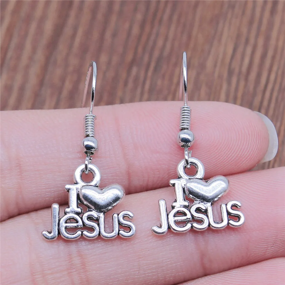 1 para I serce Jesus kolczyki krzyżyki akcesoria samochodowe biżuteria I akcesoria haczyk prezent rozmiar 18x19mm — zdjęcie 4
