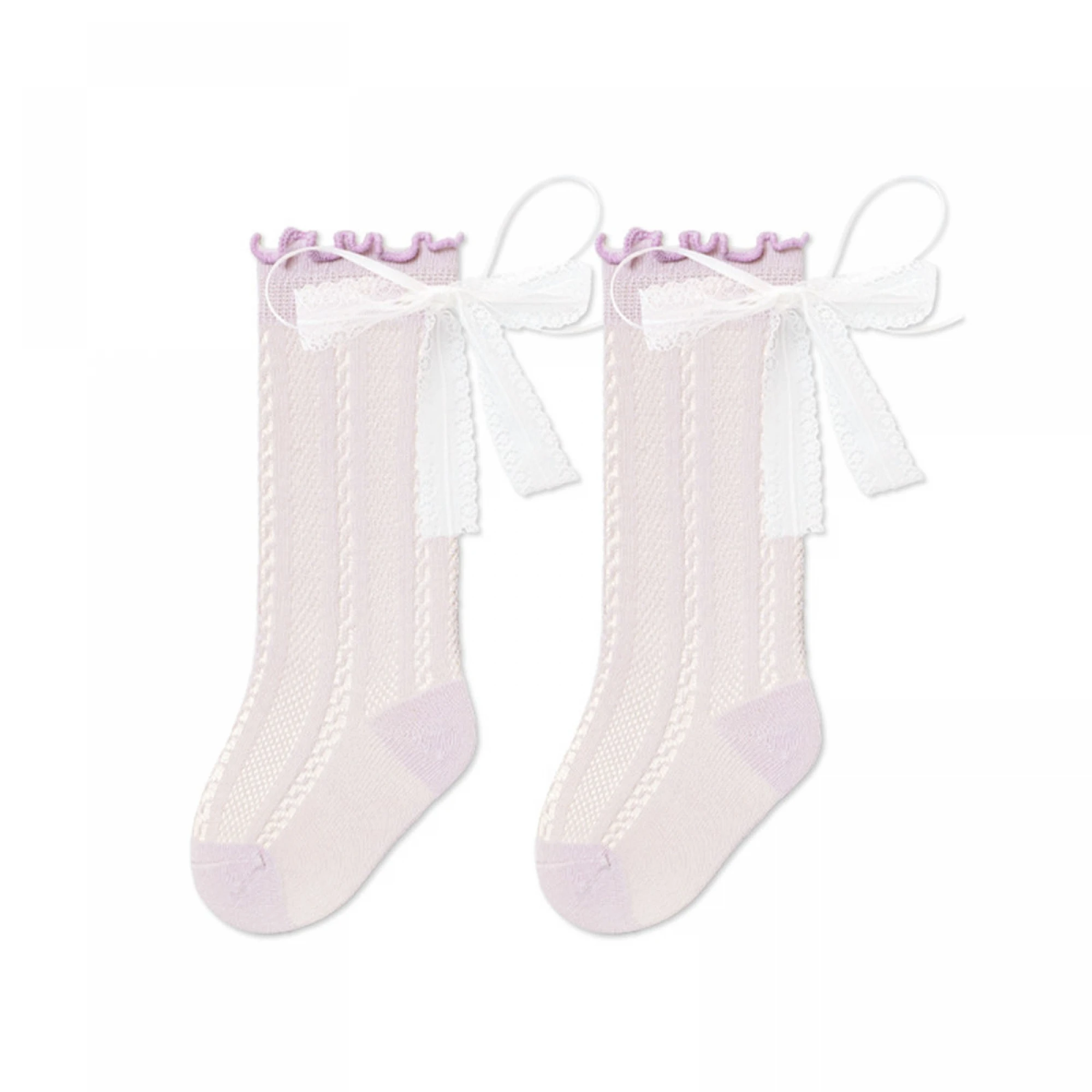 

Toddler Girls Knee High Socks Adorable Lace Bow Mid Calf Socks Stylish Comfortable Mesh Socks for Summer Daily Wear