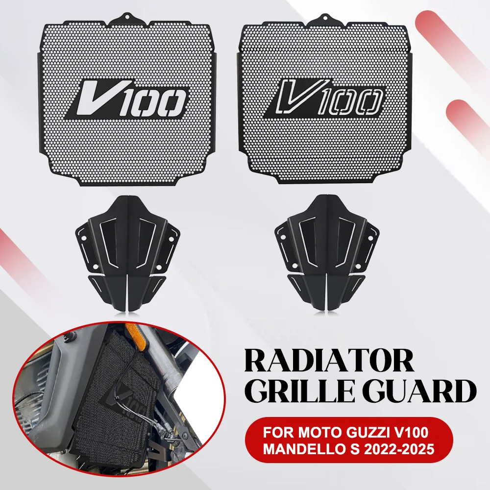 

For Moto Guzzi V100 Mandello S 2022-2023-2024-2025 Motorcycle Radiator Guard Grille Water Protector Cover Stelvio 1000 2024-2026