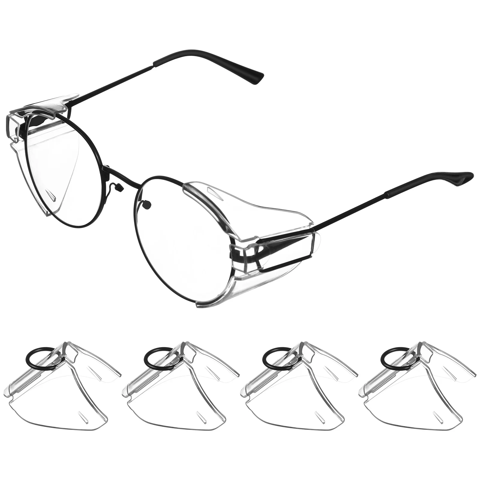 

2 Pairs Glasses Frame Wings Safety Shields for Eyeglasses Sunglasses Side Mask PC Guards Lightweight Soft Plastic Protective