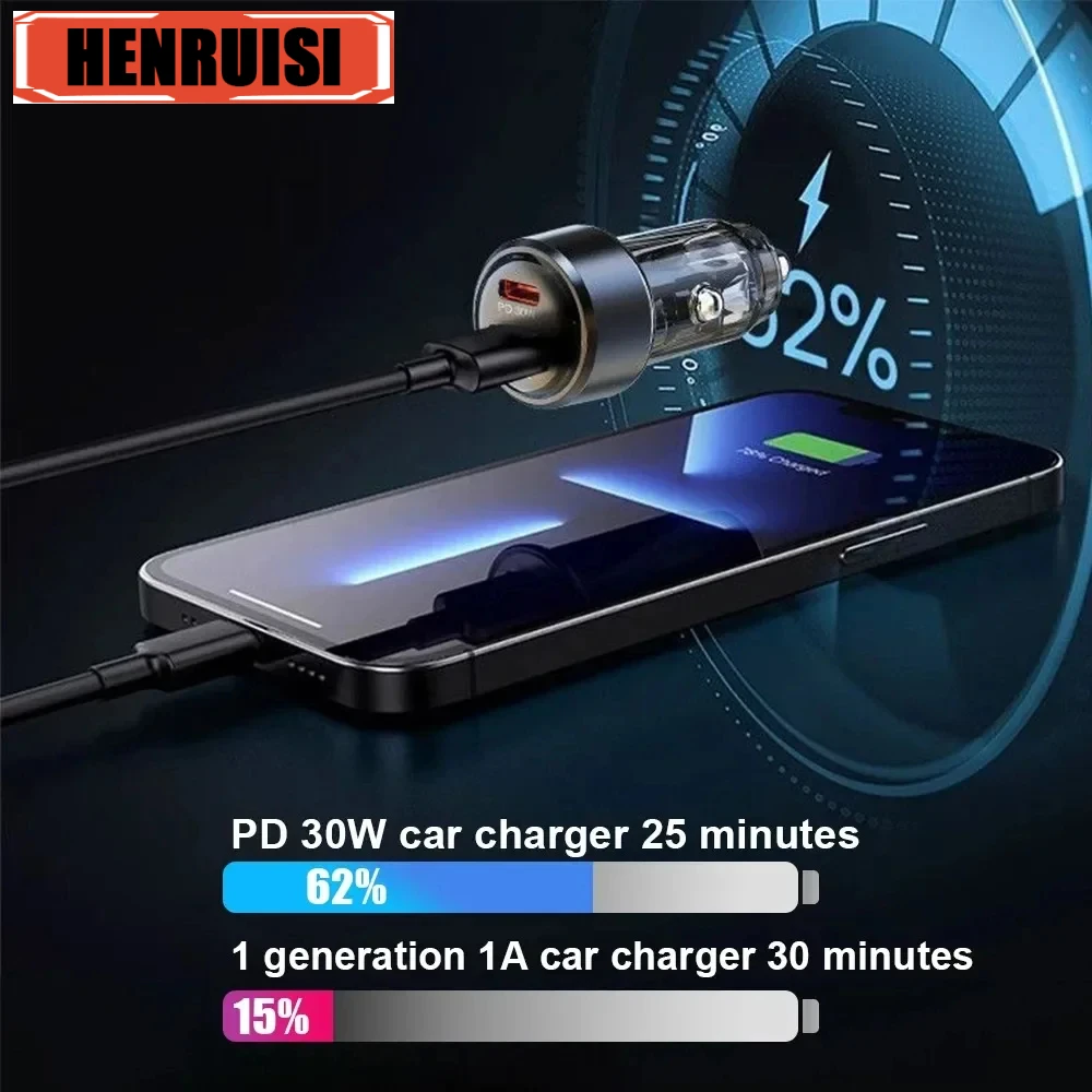 USB Car Charger Total 130W Power Adapter Fast Charging Type C Quick Charger For iPhone 15 Xiaomi 14 Huawei Mobile Phone Charger