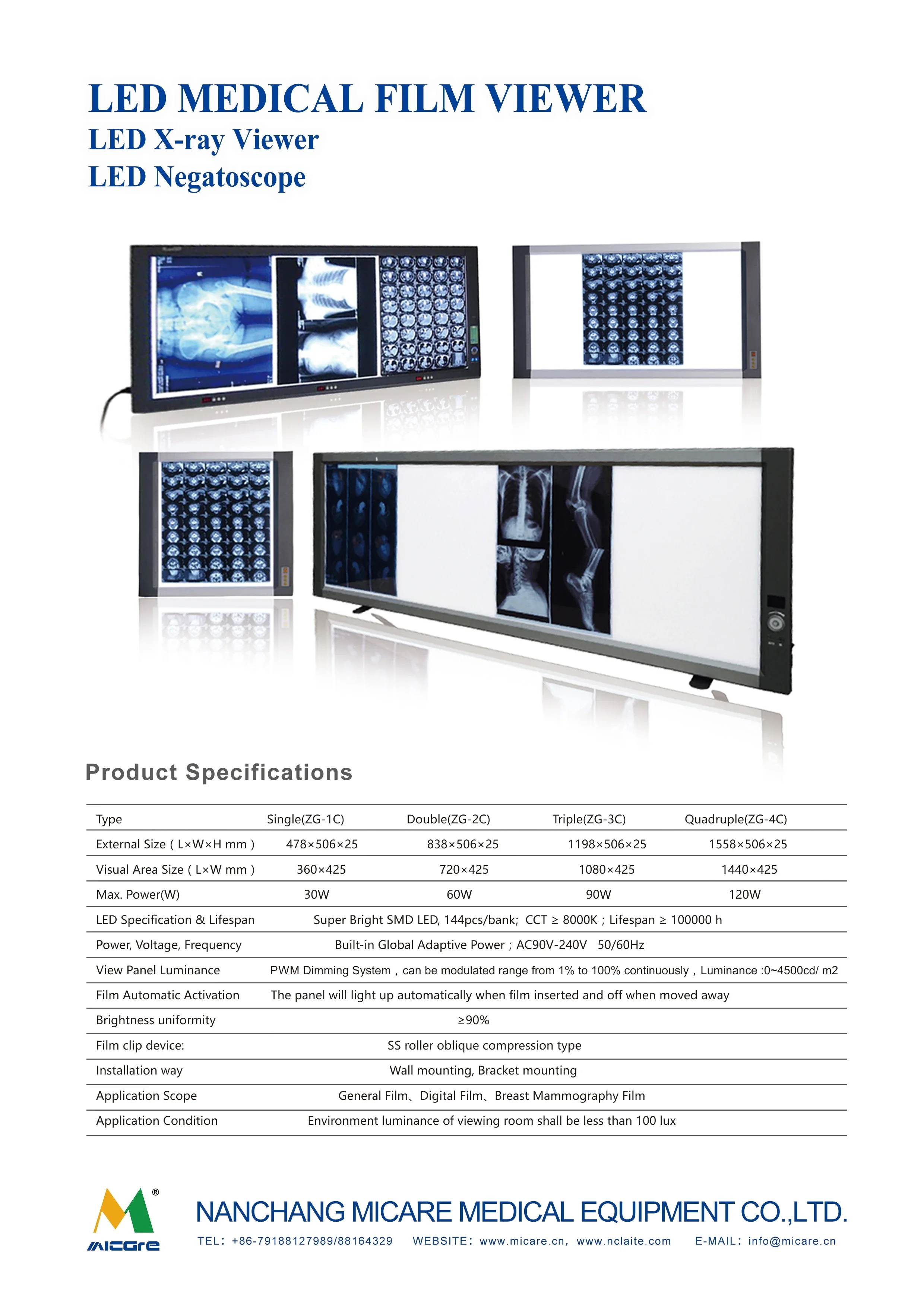 Medical Led X Ray Film Viewer Single X-ray Film Viewing Box New Type Medical X-ray View Box  Negatoscope