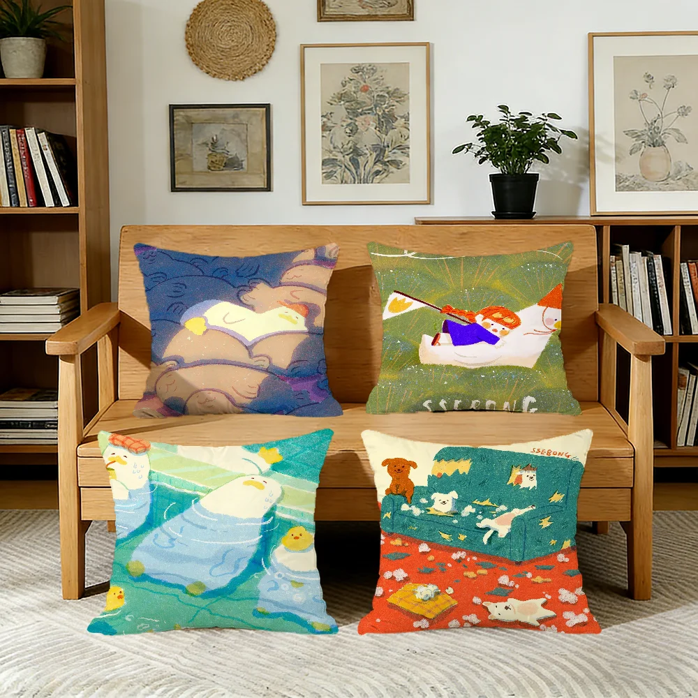 SSEBONG ART cushion cover For Pillow Printing Sofa Decoration Home Car Room Coffee Shop Office Nordic Simplicity