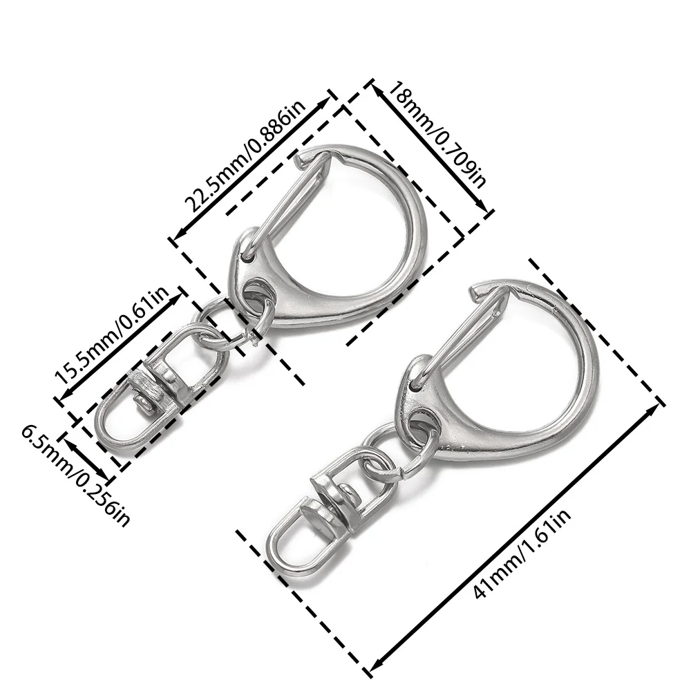 10pcs/lot Lobster Claw Clasp Key Ring D Shape Clasps Connector Hook For DIY Jewelry Making Finding Key Chain Accessories view 6