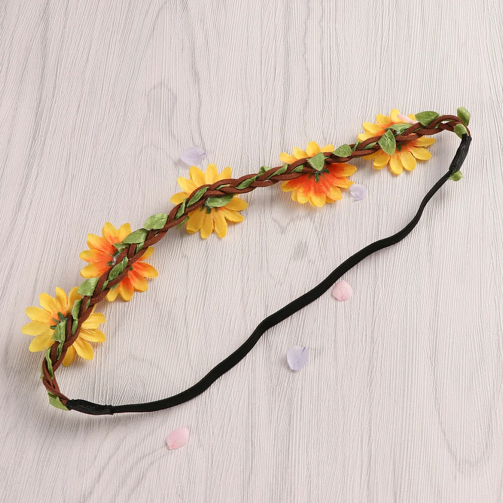 

5 Pcs Flower Wreath Sunflower Headband Floral Jewelry Headpiece Garland Hawaiian Hair Accessories Woman