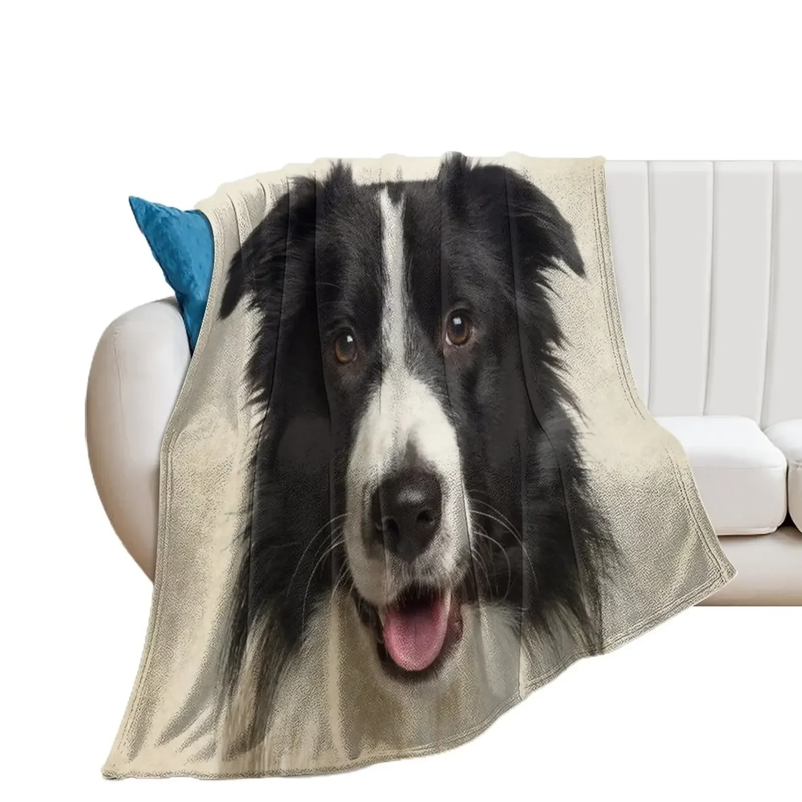 Border Collie Art, Domestic Dog, Animal Portrait Throw Blanket Luxury St Cute Blankets