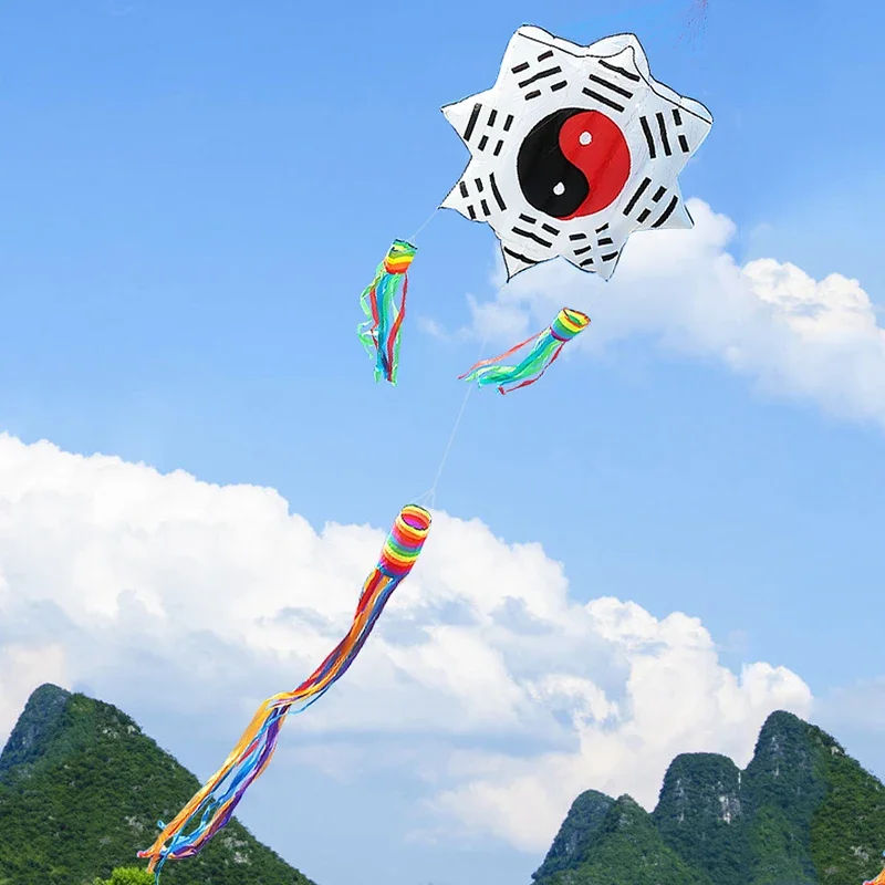 6.5M 3D Bagua Chart Inflatable Soft Kite 3 Spin Tail Long Strap Kites for Kids Cometas Pipa Professional Easy To Fly Vlieger