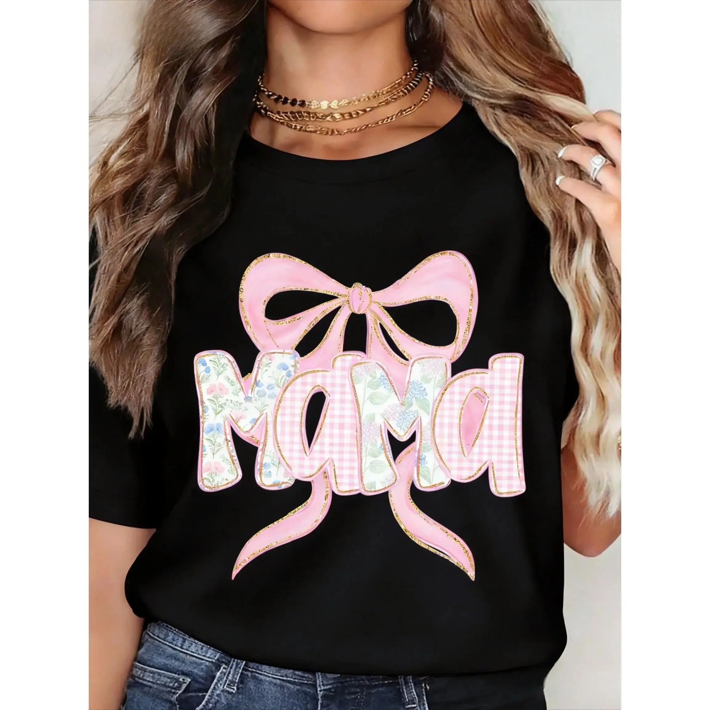 Camisetas de Moda Y2K para el Día de la Madre, Disfraz de Fiesta, Ropa de Casa para Mujer, Camiseta con Estampado de MAMA, Ropa para Festivales, Souvenirs