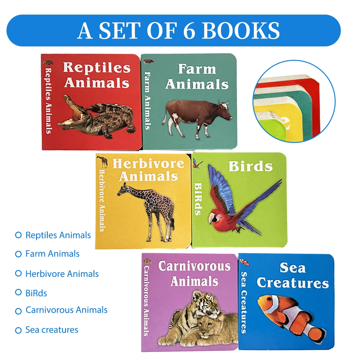 1 Box Of 6 Baby Flip Books Animal Cards Enrichment Readers Enlightenment Books English Version