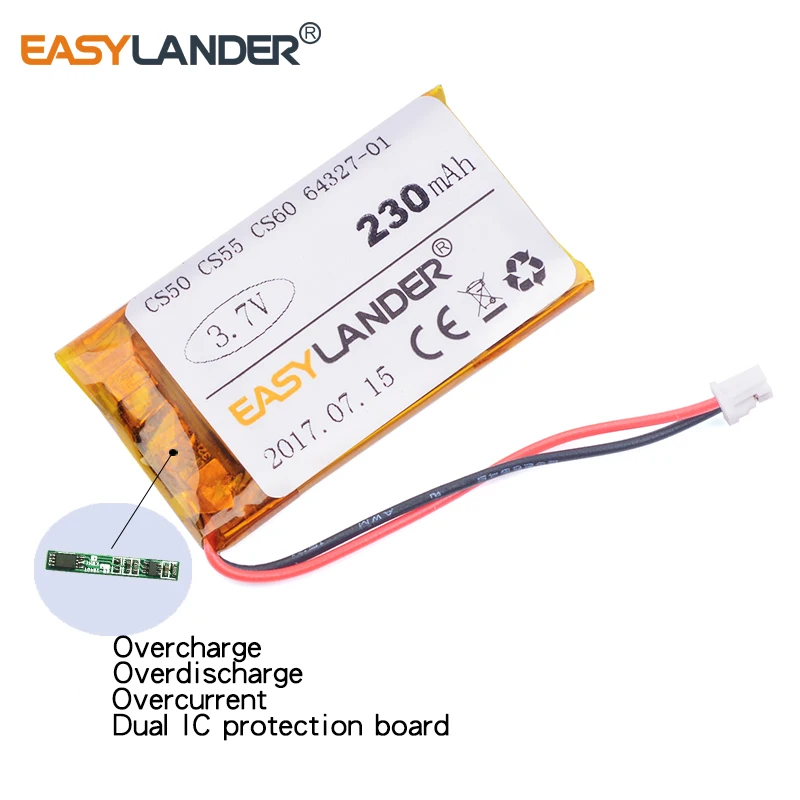 Batteria di ricambio agli ioni di litio ai polimeri di litio da 3,7 V 300 mAh per PLANTRONICS 64327-01 64399-01 CS351 CS351N CS351V CS361 CS361N