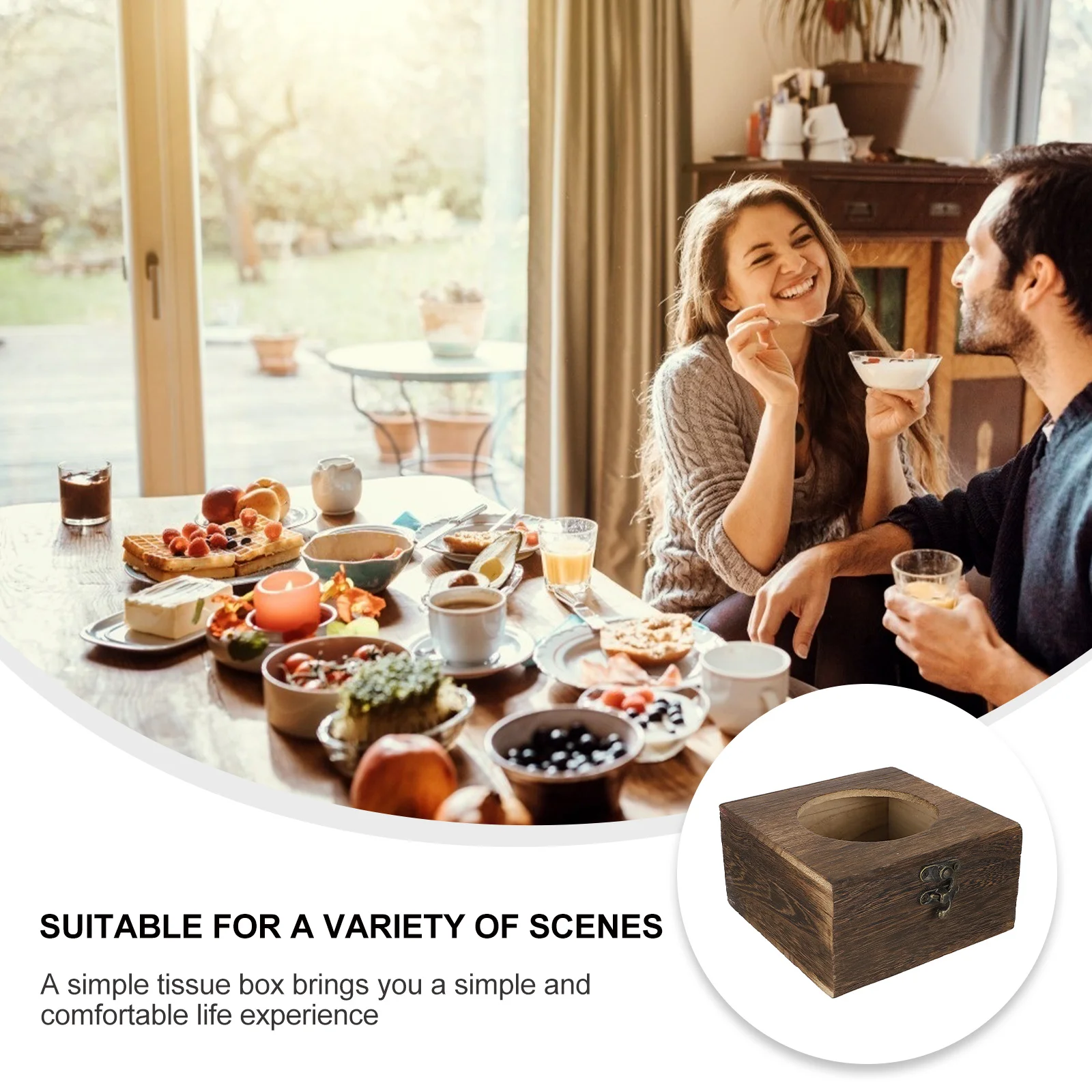 

1pc Wooden Tissue Box Vintage Style Table Napkin Holder Home Tissue Dispenser Box For Living Room Hotel Cafe Desktop Storage