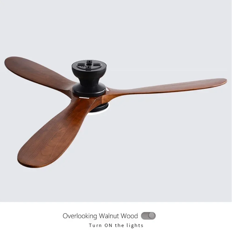 Modern M 52 Inch Ceiling Fan Light Solid Wood Remote Control LED Ceiling Light Indoor Dining Living Room Bedroom Home Fan