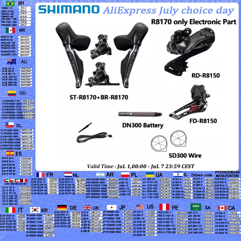 Shimano R8170 ULTEGRA Di2 Electronic Part 2x12S R8150 Front Rear Derailleur Hydraulic Disc Brake Road Bicycle Di2 Set