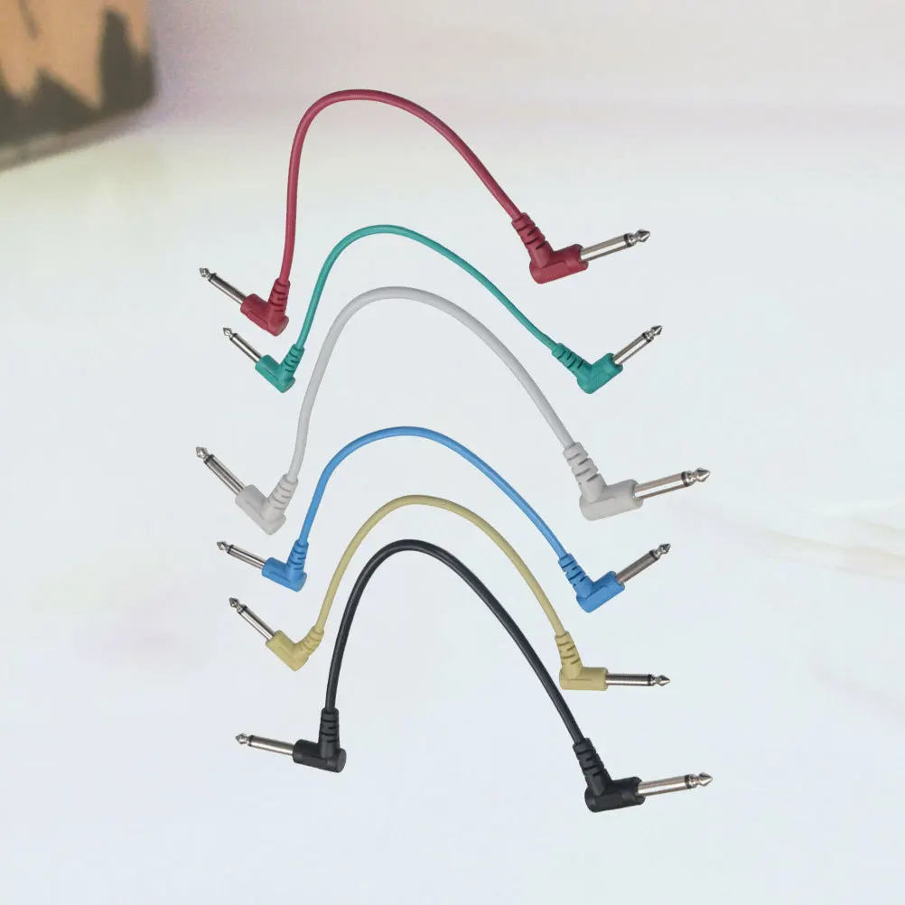 

6Pcs 6.35 Elbow Guitar Effector Cables Durable Connectors Clear Sound Quality Guitar Patch Cables Effect Pedal Patch Cable