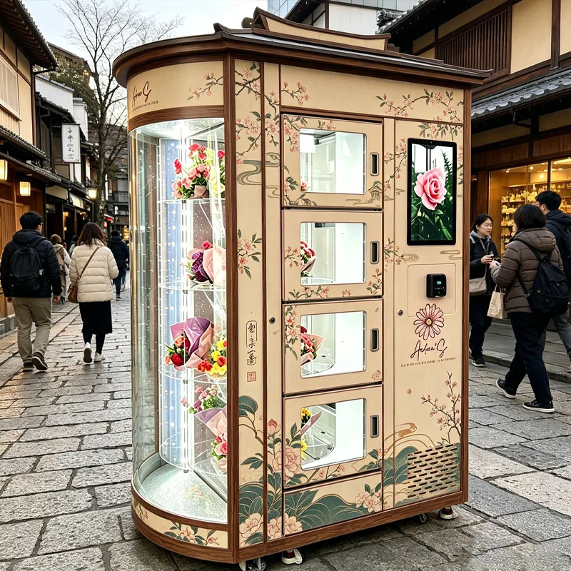 Commercial Flower Vending Machine Fresh Bouquet Display Cabinet for Airport Hospital Gift Shop Customization