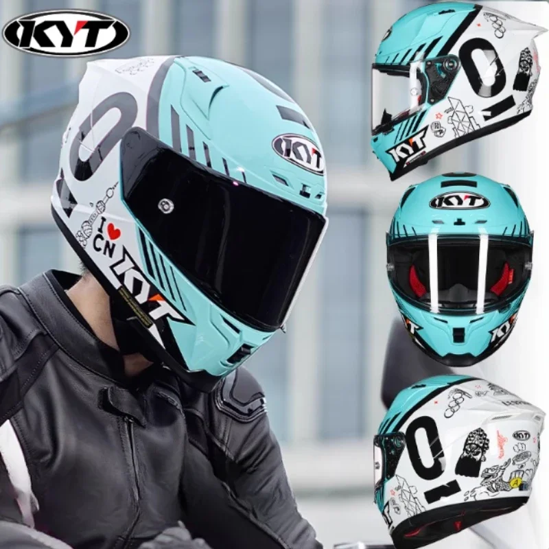 

KYT Full Helmet Women Motorcycle Helmet Men Summer Four Season Motorcycle Track Hard Helmet Riding Big Tail ST