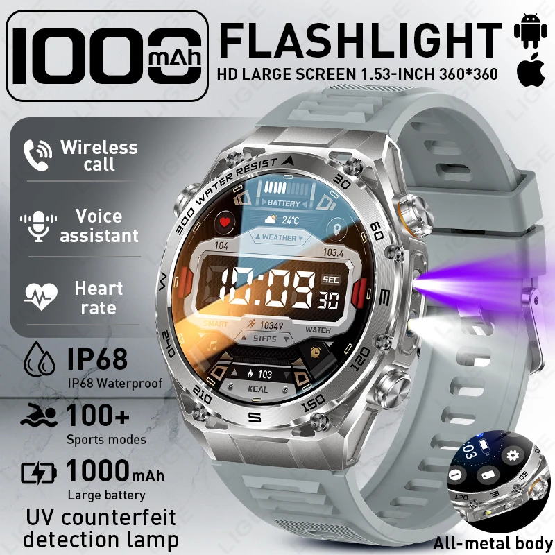 

2026 New 1.53"HD 360*360 Full Touch Screen Smart Watch 100+Sport Fitness Tracker Infrared Blood Oxygen Monitor Health Smartwatch