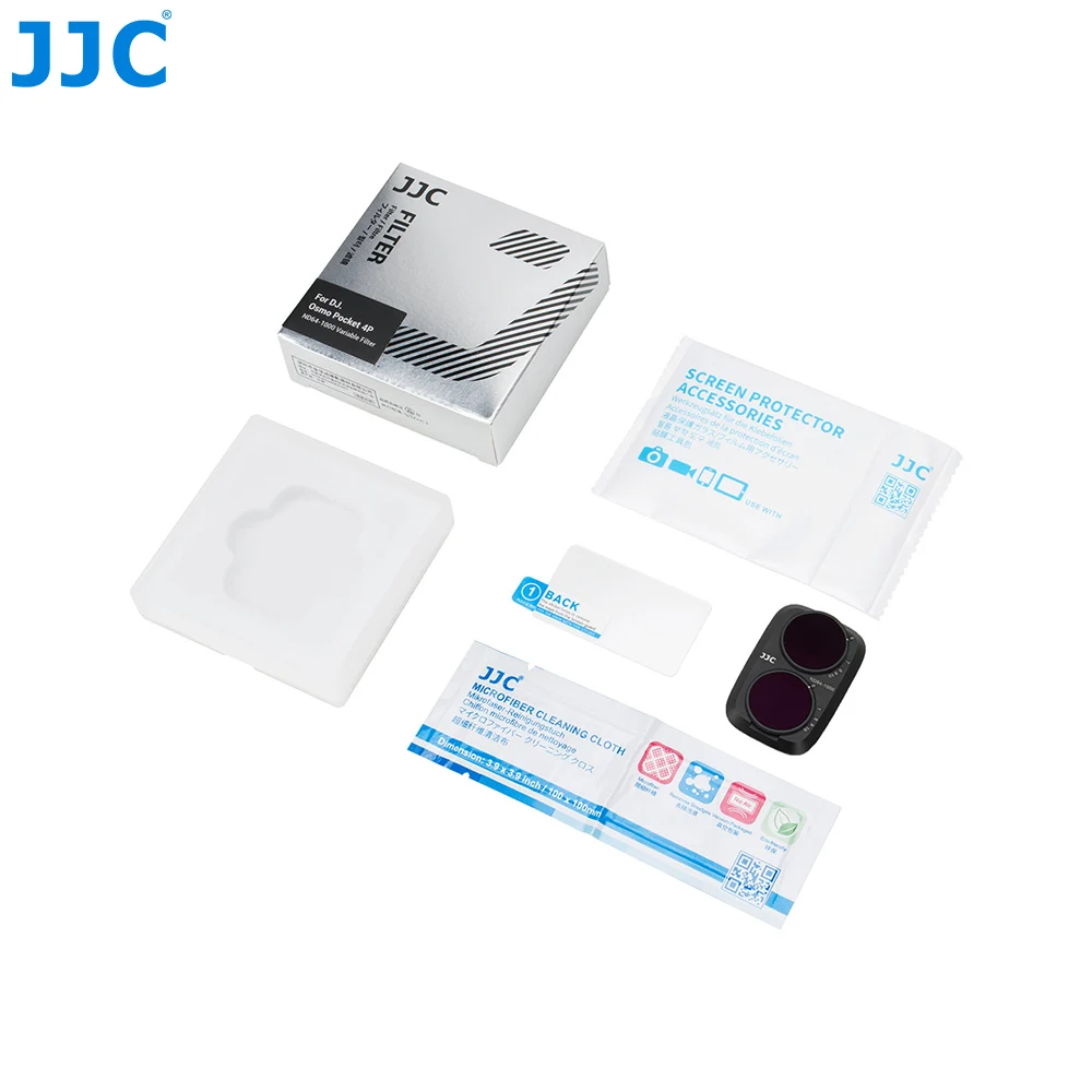 JJC filterset voor DJI Osmo Pocket 4P UV CPL ND2-32 variabele filter lichtfilter, eenvoudig te bevestigen.