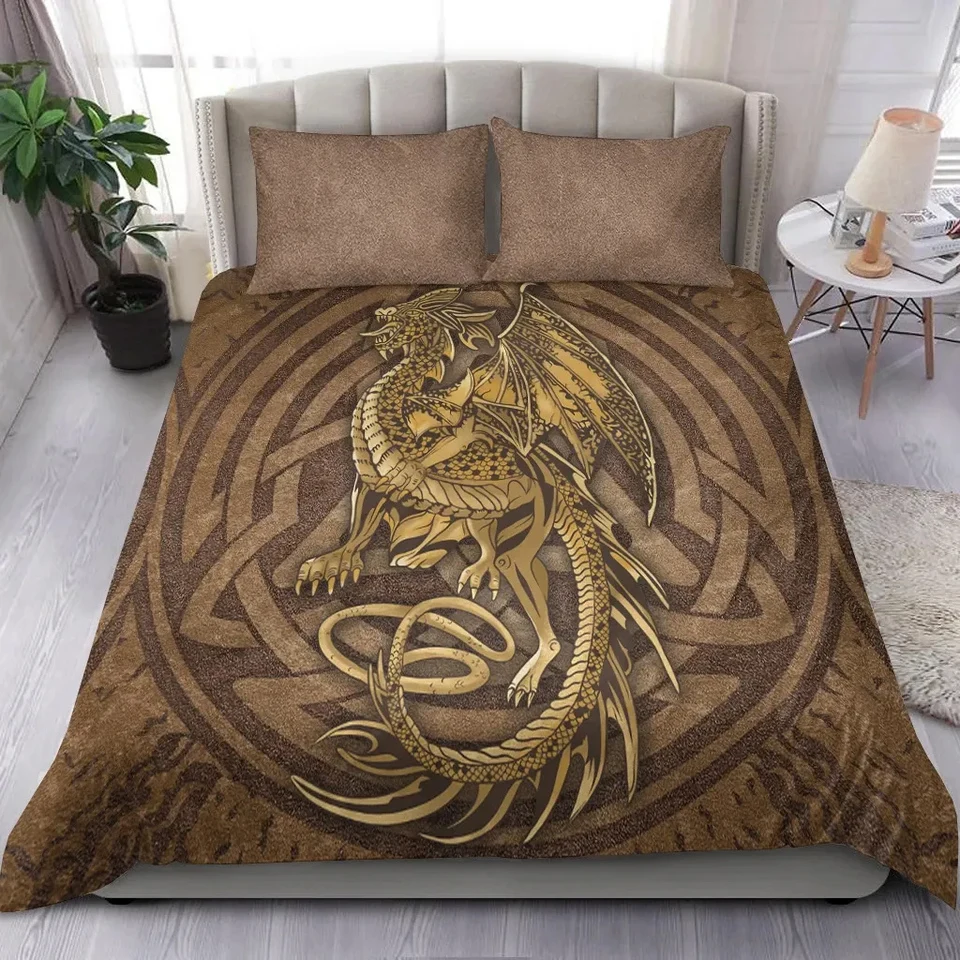 Red Dragon King Queen Duvet Cover Western Mythical Animals Bedding Set for Kids Teens Adults Magical Creature 2/3pcs Quilt Cover