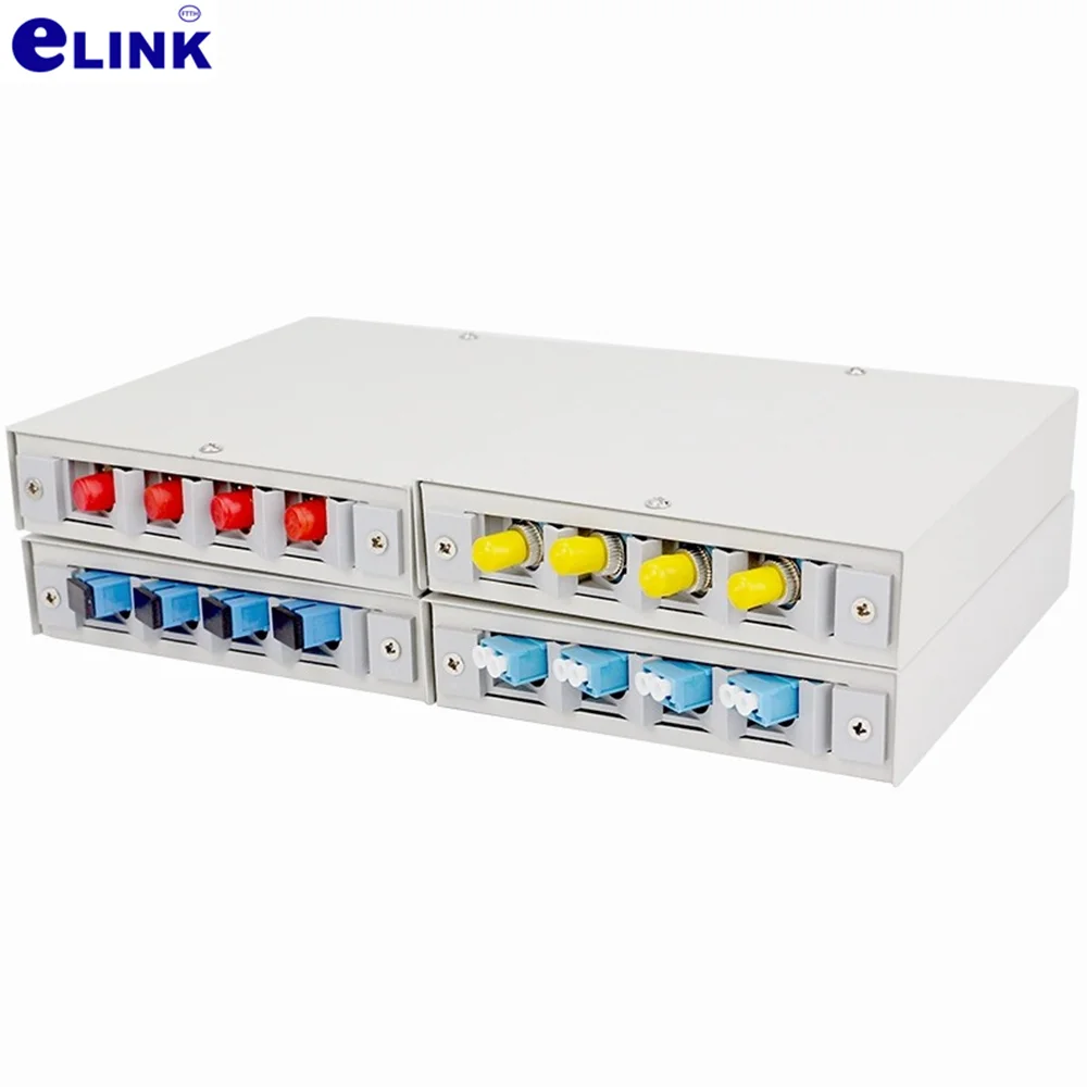 fiber optic terminal box 4-core mini LC SC FC ST singlemode fusion box thickenedd fully installed empty box FTTHELINK 2pcs