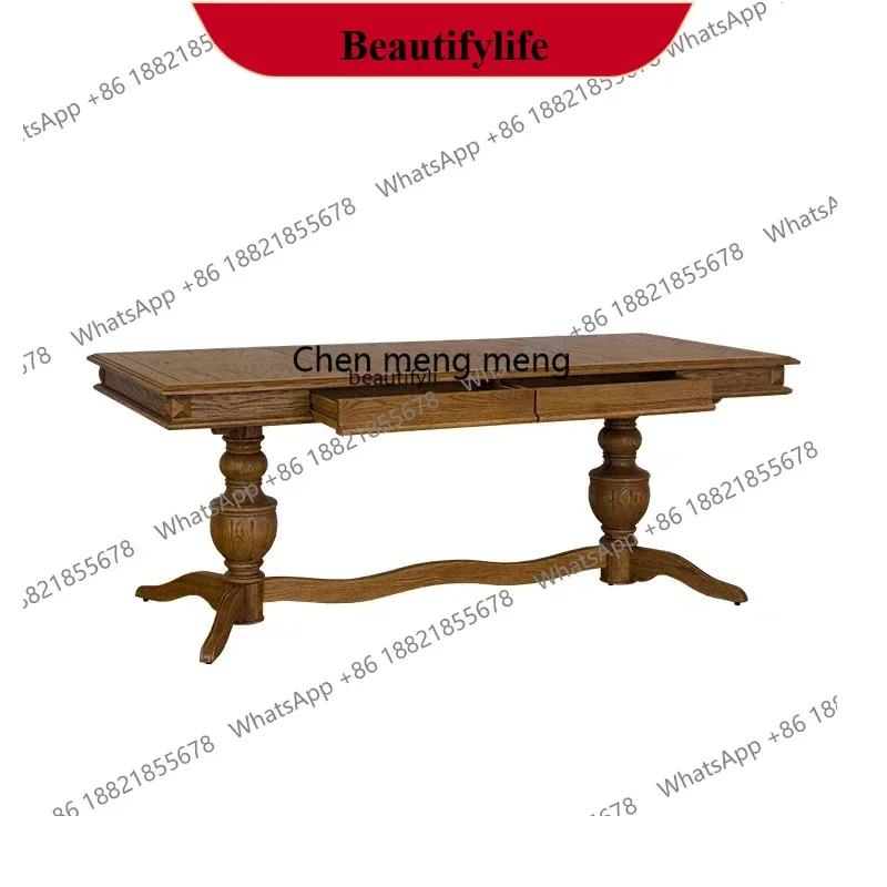 

z183 Y American country solid wood rectangular western dining table retro restaurant home oak dining table and chairs