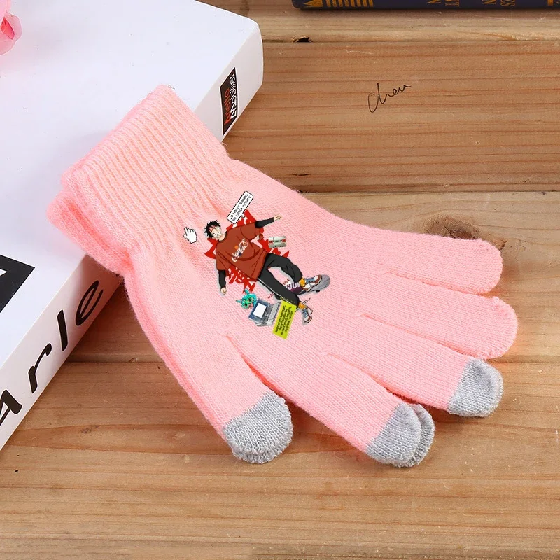 One Piece Knitted Gloves Full Finger Outdoor Cycling Glove Touch Screen Warmth Solid Color Thick Touch Screen Mitten Kids Gifts