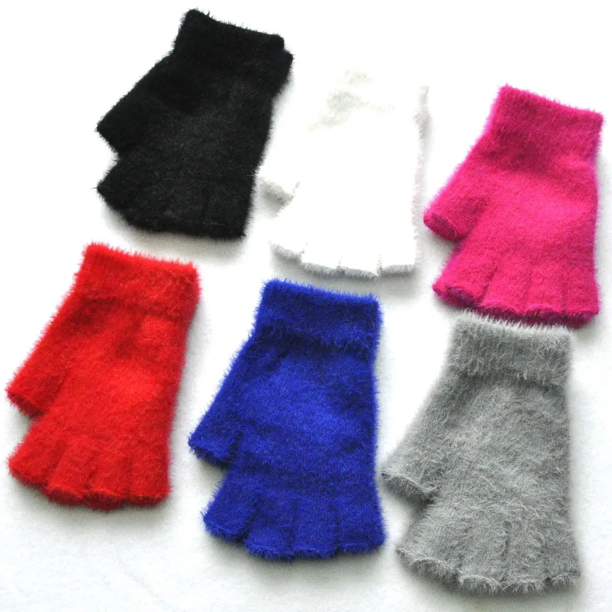 Winter Halbe Finger Handschuhe Für Frauen Männer Neue Feste Nachahmung Nerz Gestrickte Plüsch Warme Fäustlinge Outdoor Radfahren Skifahren Handschuhe