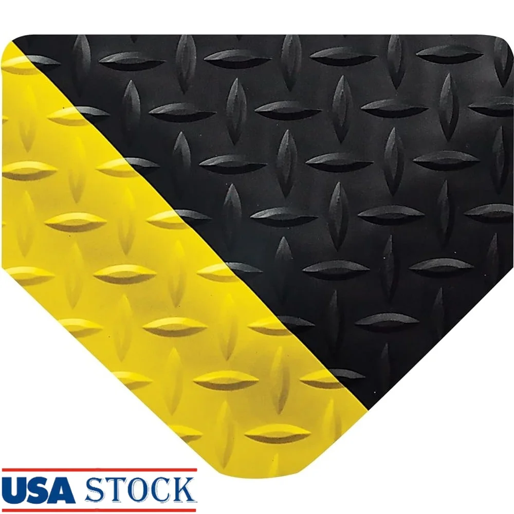 

Heavy Duty Anti-Fatigue Work Mat Diamond-Plate PVC Surface Slip Resistant Ergonomic Flooring Industrial and Commercial Use